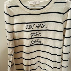LOFT Cream and Black Striped Top
